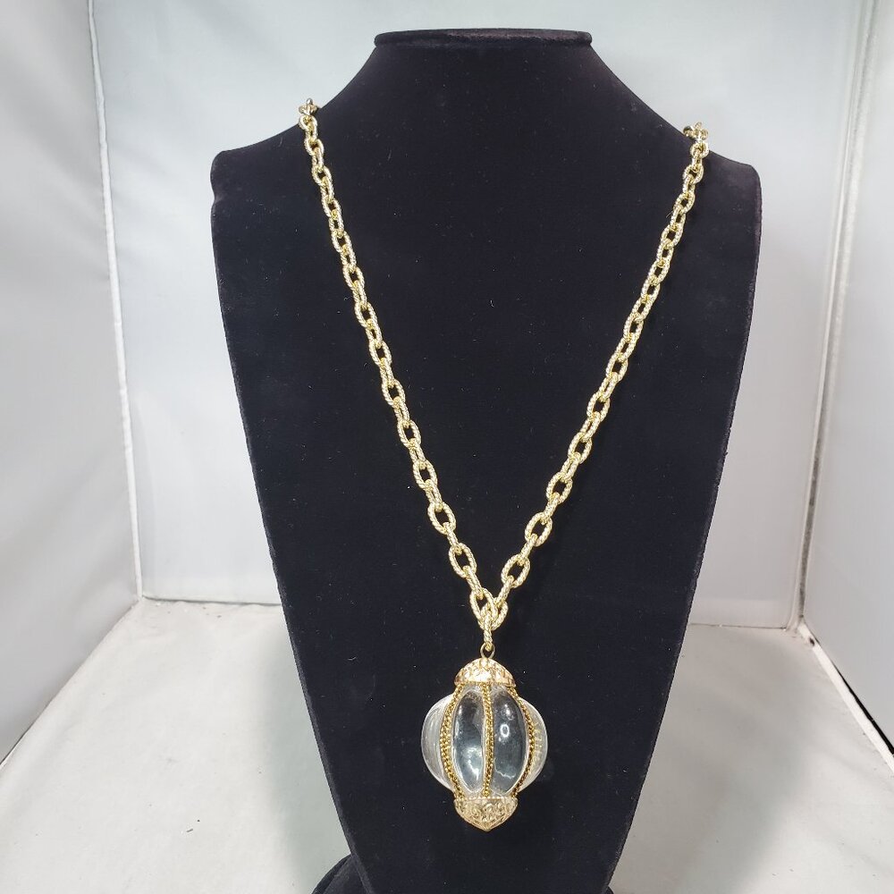 Banana Republic Gold-Tone Link Necklace with Crystal Pendant